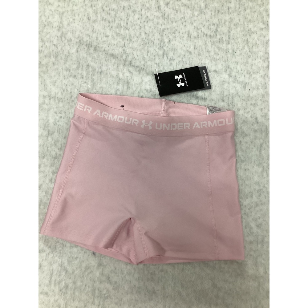 Under Armour Womens HeatGear Compression Shorty Shorts Pink Small SEE PICS